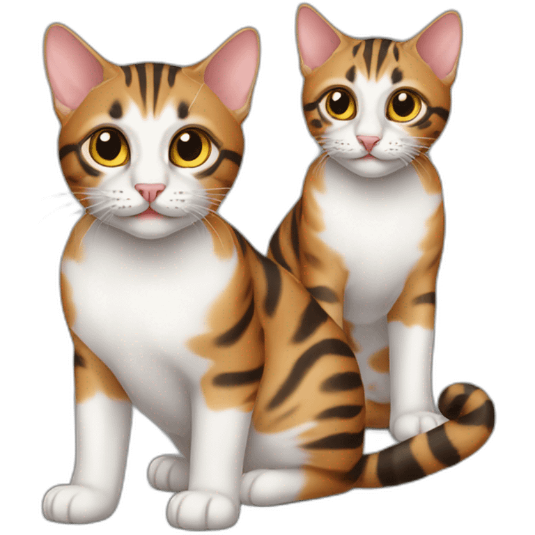 two-cats-bengal-and-small-cat-black-together emoji