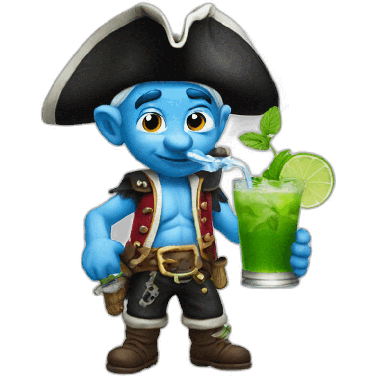 smurf pirate drinking mojito emoji