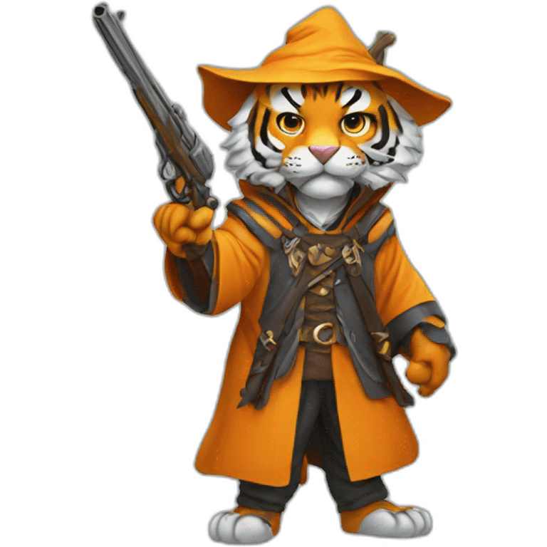 Tiger Wizard with gun emoji