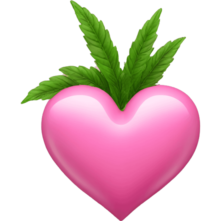 Pink heart with 420 plant emoji