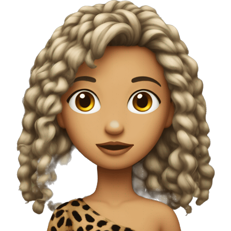 Ragazza capelli scuri con leopardo emoji