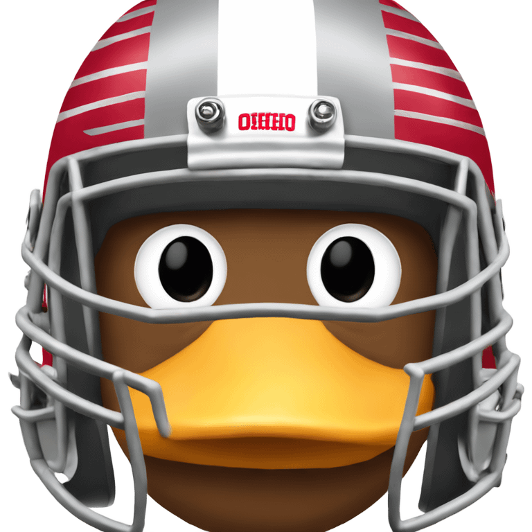 duck wearing an ohio state university football helmet emoji