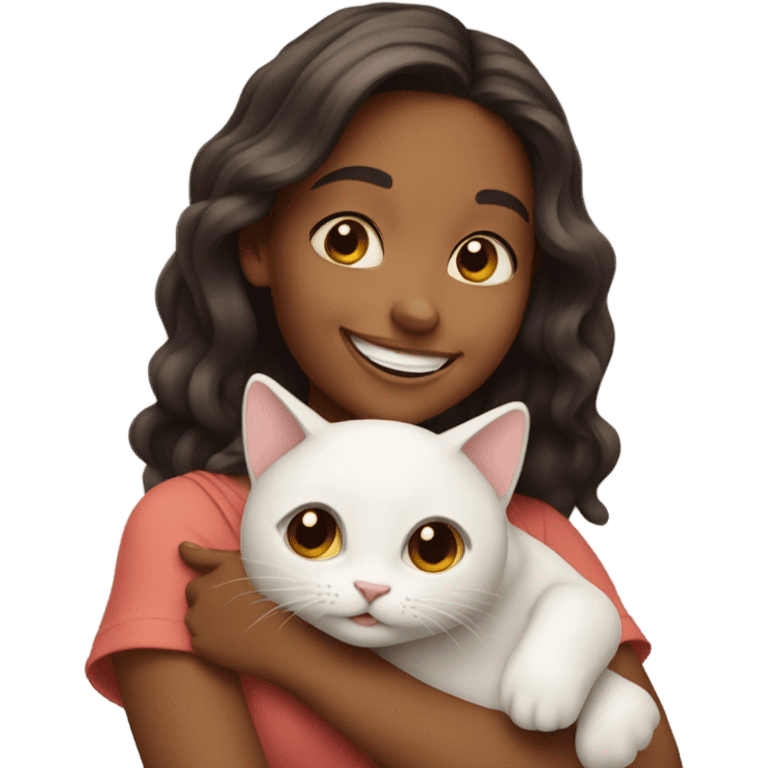 happy girl holding a cat emoji