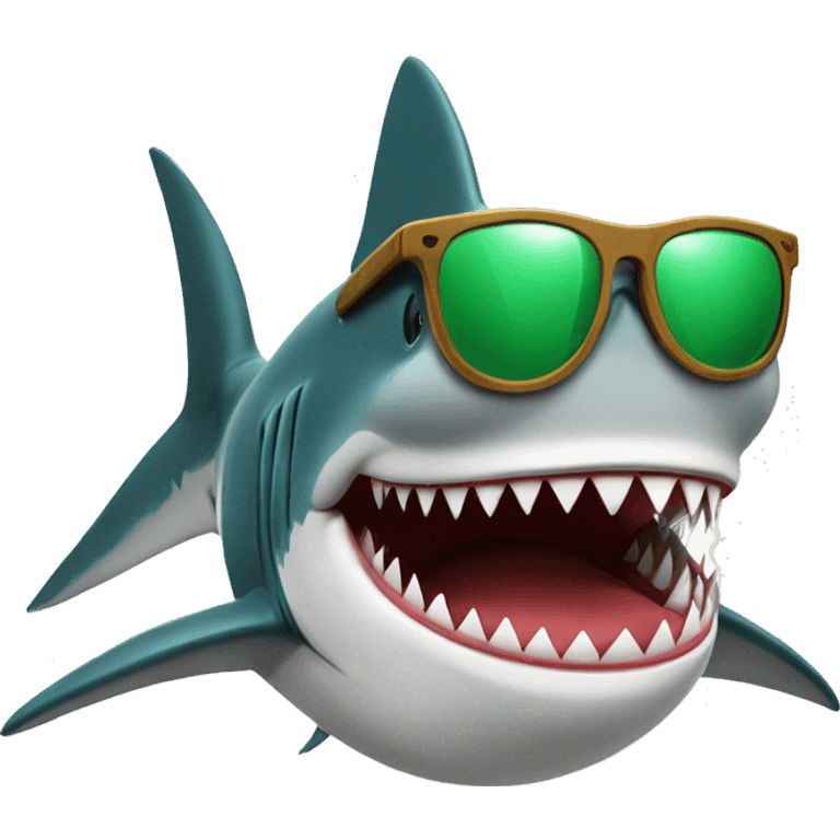 shark with a green sunglasses and a cigar emoji