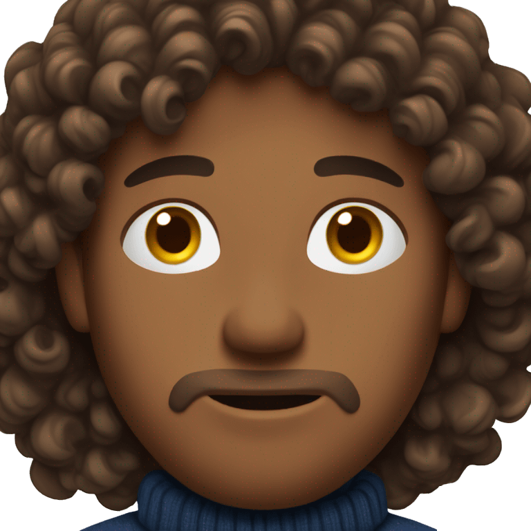 men, brown curly hair, light stubbles, dark blue sweater, some frackles emoji