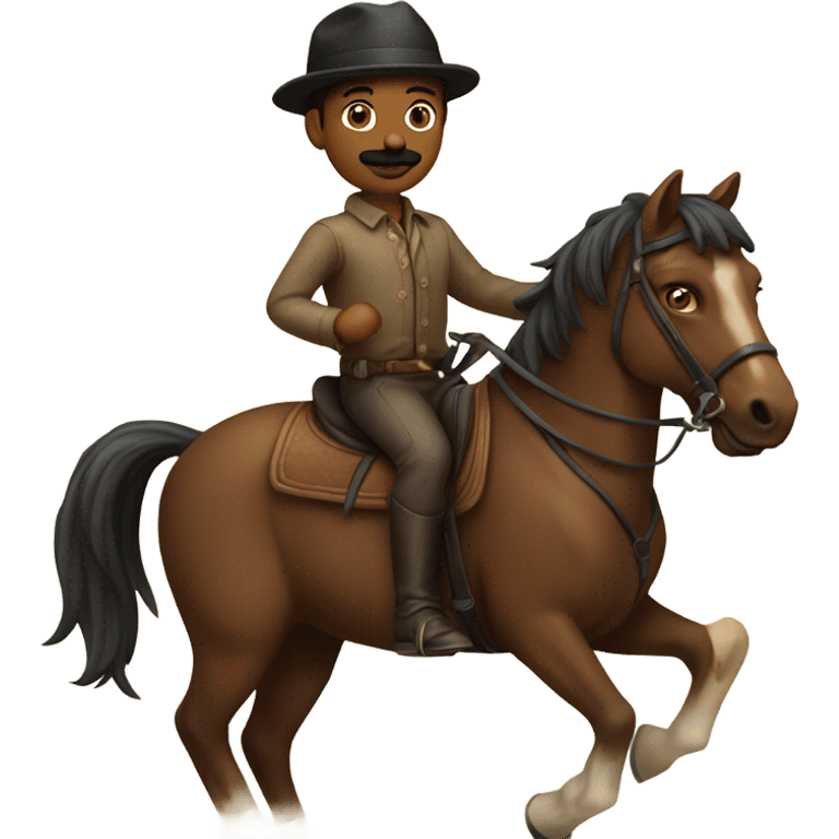 Dirty brown mustache boy on a horse emoji