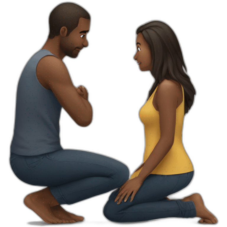 Woman on knees facing man emoji