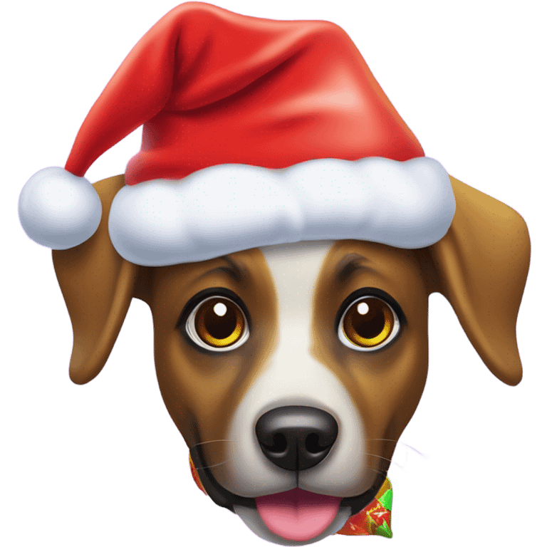 Lisa frank Christmas dog with Santa hat emoji