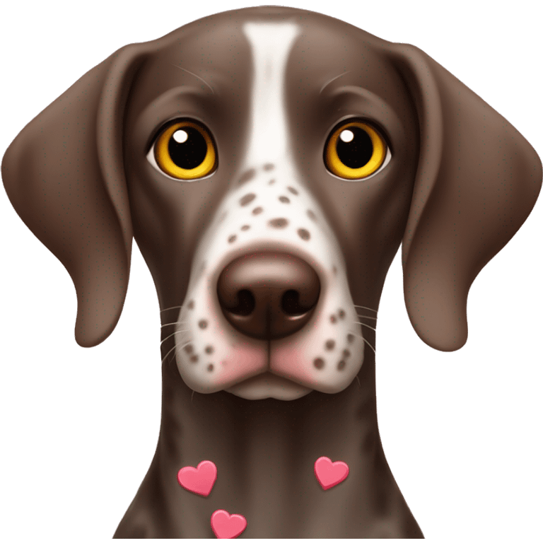 German shorthair with hearts for eyeballs emoji