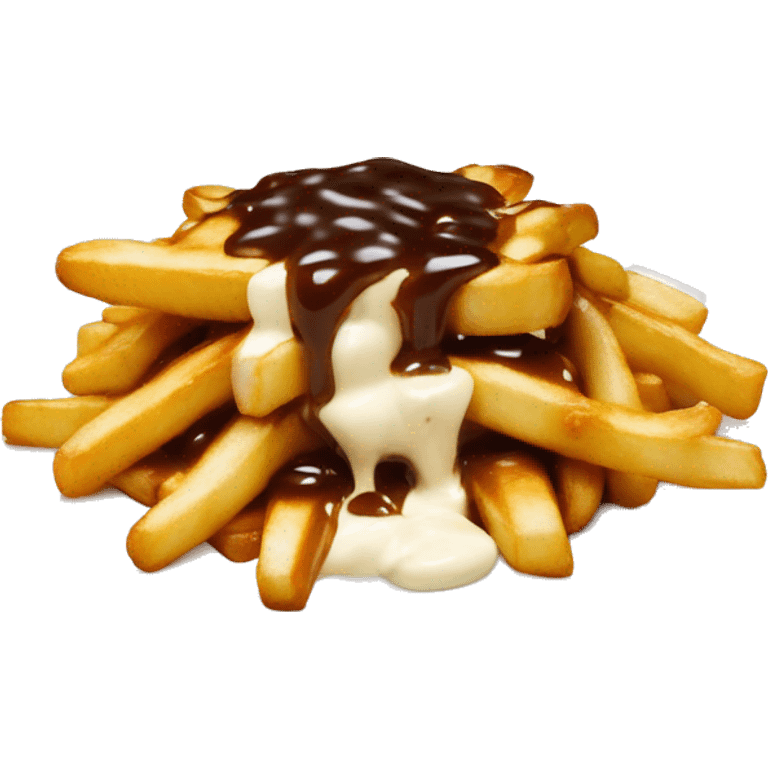 “Quebec poutine with crispy fries, melted white cheese curds, and rich brown gravy.” emoji