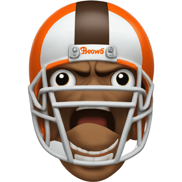 Angry skull wearing Cleveland Browns orange football helmet  emoji