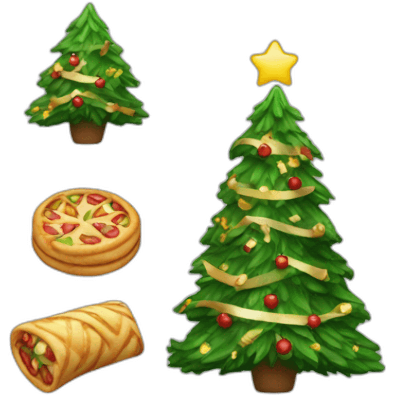 christmas tree with shawarma toys emoji