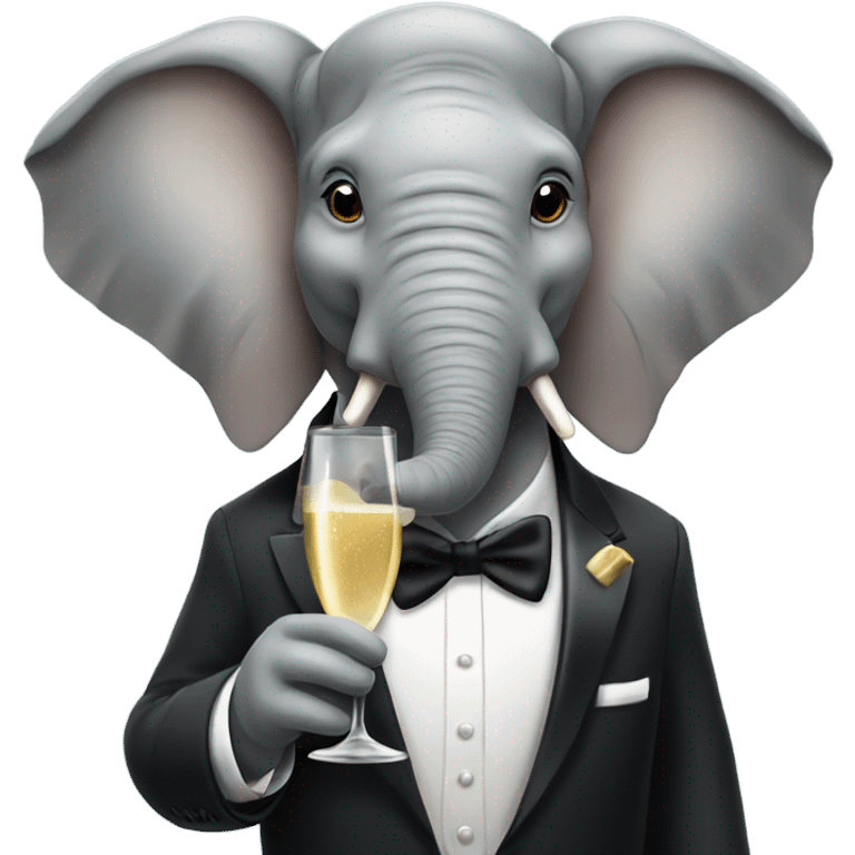 Elephant wearing a tux drinking champagne  emoji