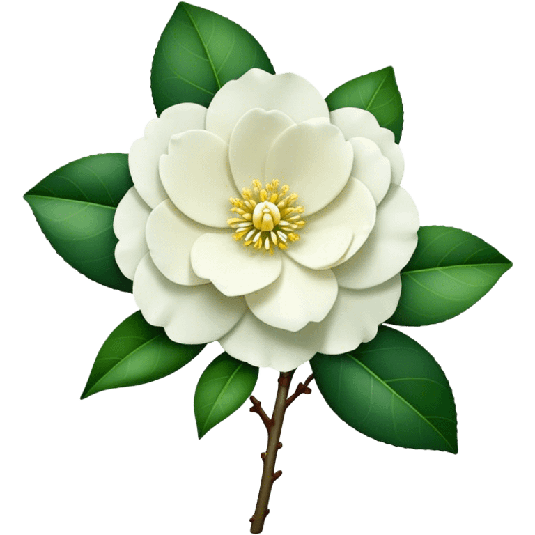 single Camellia flower, stem emoji