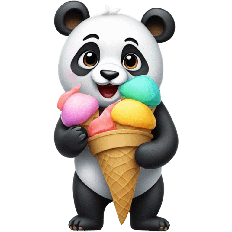 Panda eating ice cream emoji