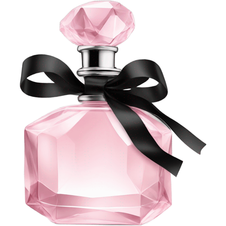 light pink crystal perfume bottle with black ribbon display emoji