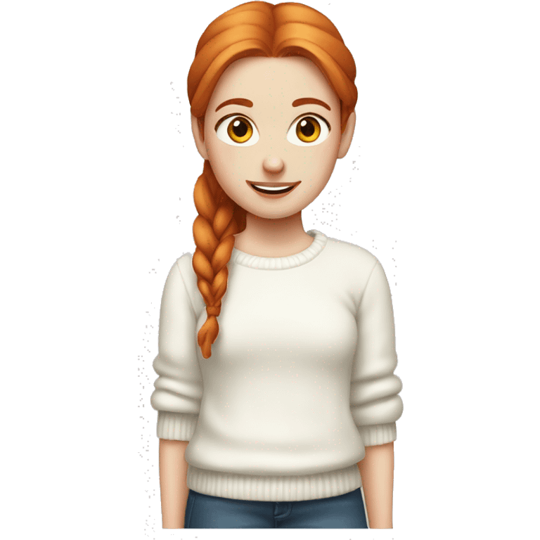 Red-haired girl in two ponytails with pale skin white sweater emoji