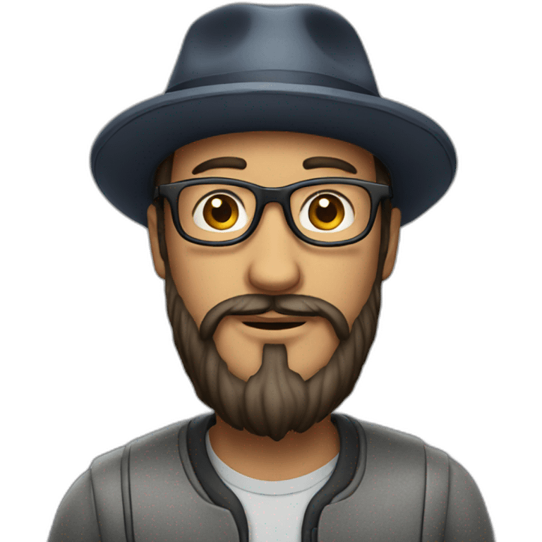 man with beard and eye glasses and hat emoji