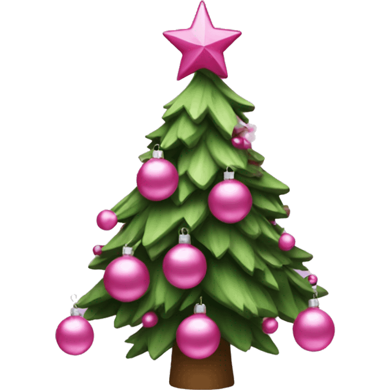 christmas tree with pink ornaments emoji