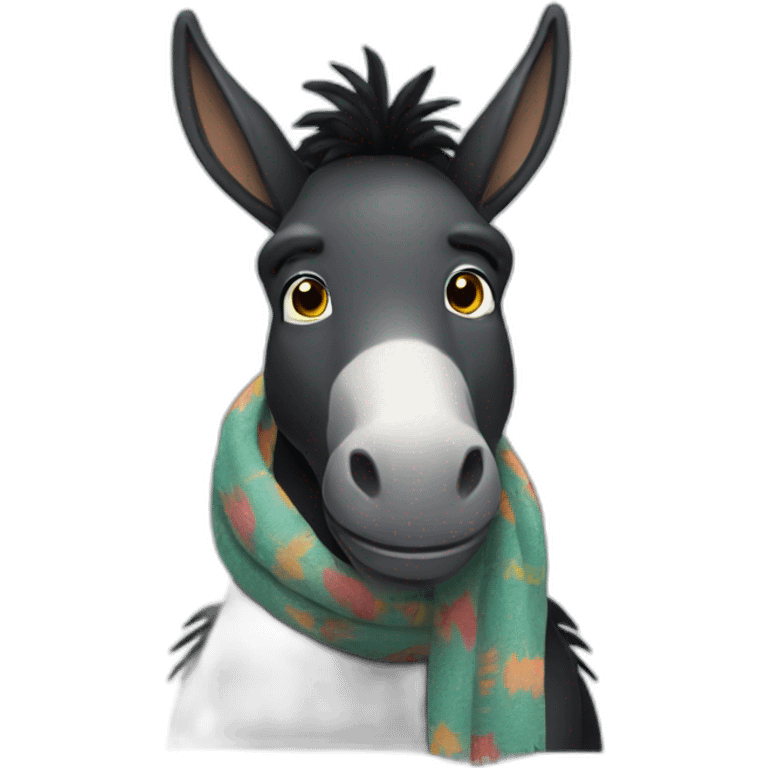 black donkey wearing scarf emoji