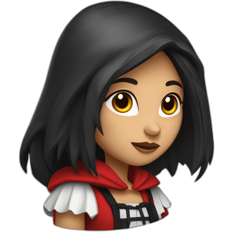 red-ridding-hood-girl-with-long-black-strait-hair-with-white-break emoji