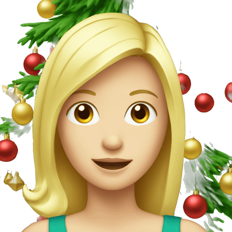 Blond white women decorating a Christmas tree emoji