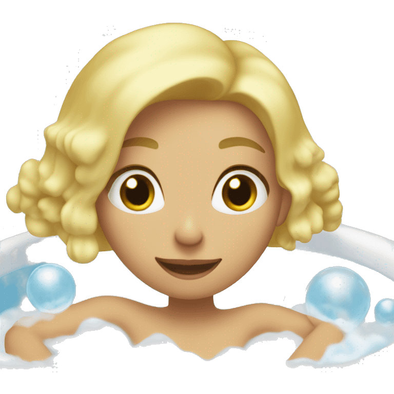 Blonde girl bathing in the bubble bath emoji