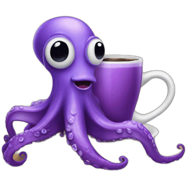 purple octopus drink cofee emoji