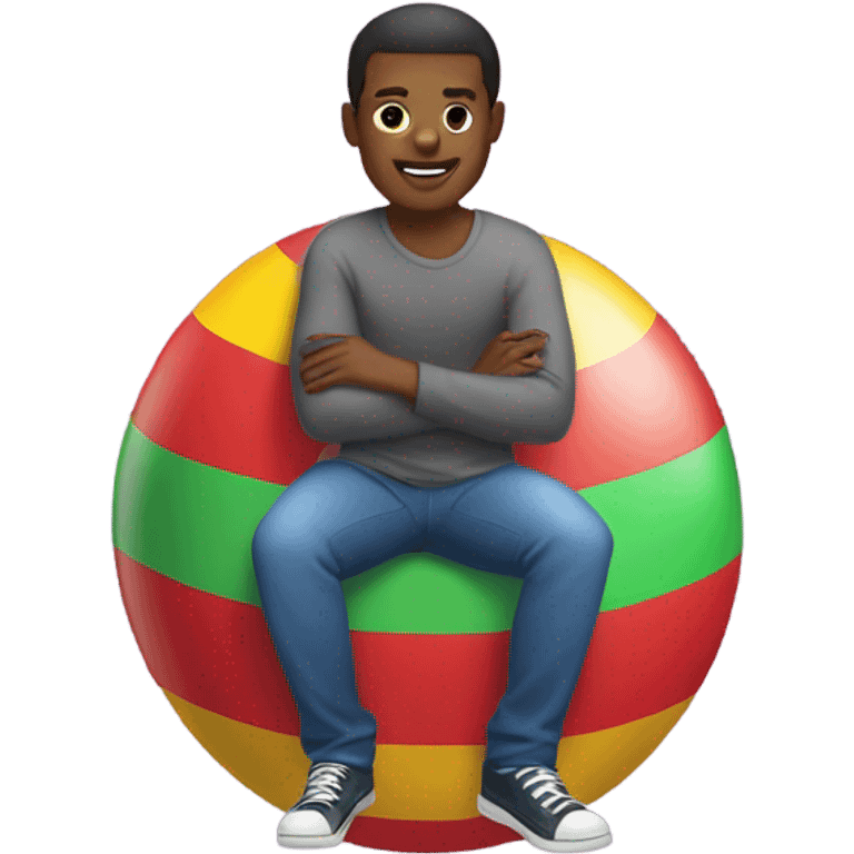 Homosexual African American sitting on a bouncy ball emoji