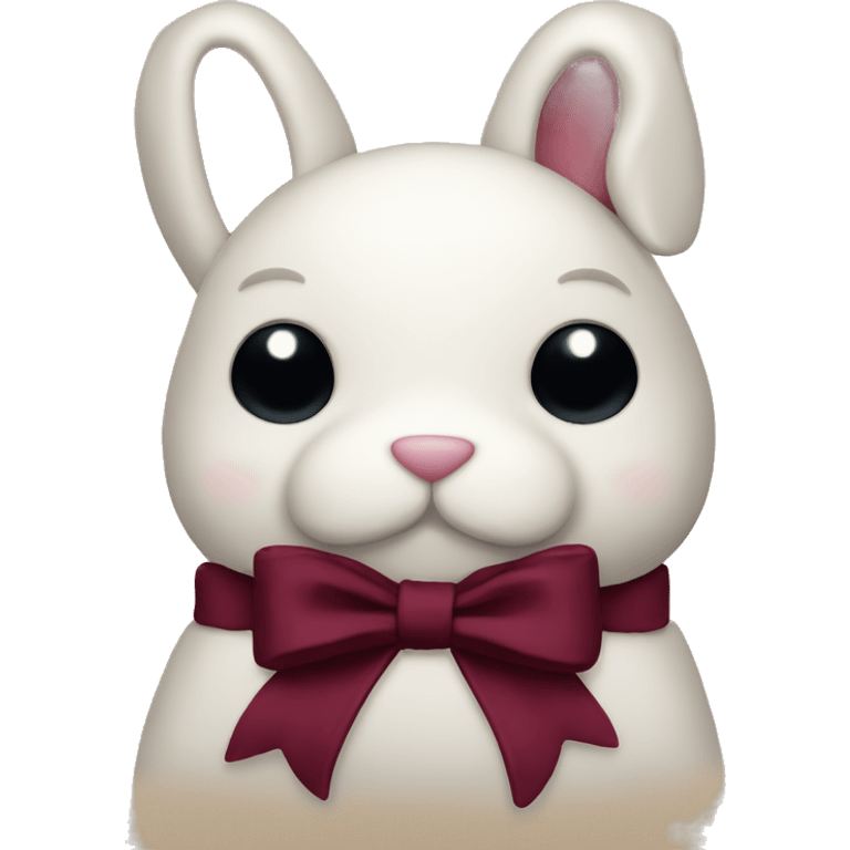 Stuffed bunny with burgundy bow emoji