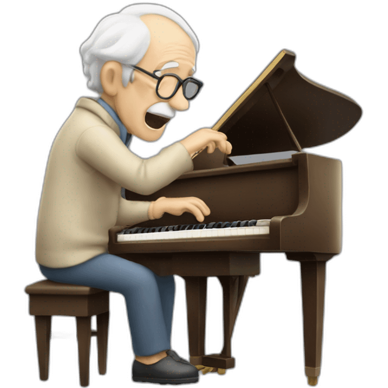 piano played by an old man tinking about notes emoji