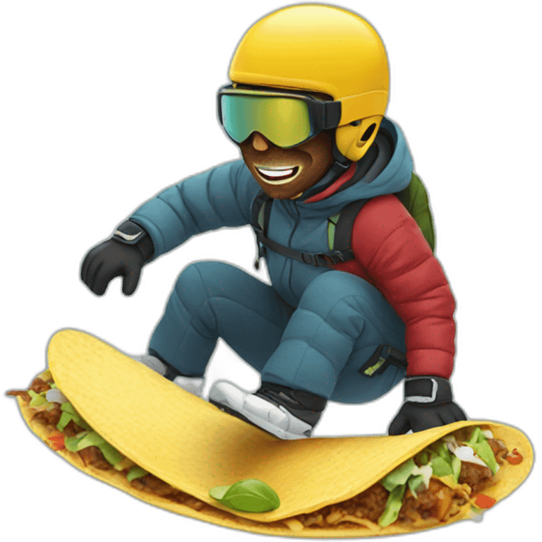 snowboarding while eating a taco emoji