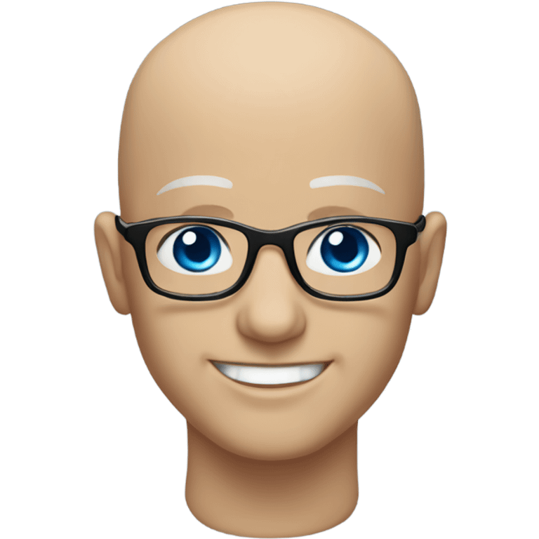 bald bo smiling at viewer with blue eyes and glasses emoji