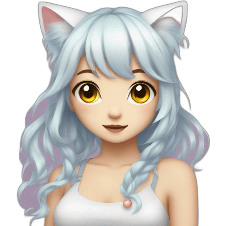 neko girl with rainbow eyes emoji