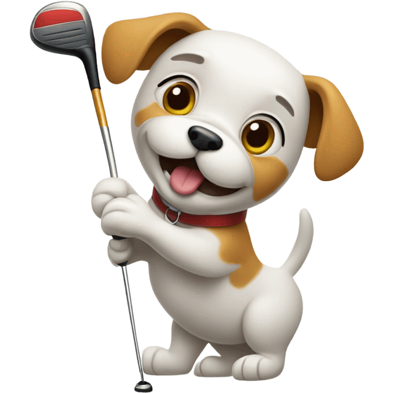 Dog swinging a golf club emoji