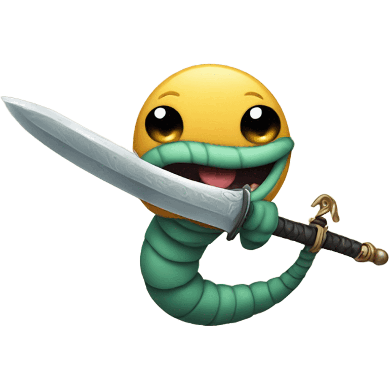 Worm holding sword emoji