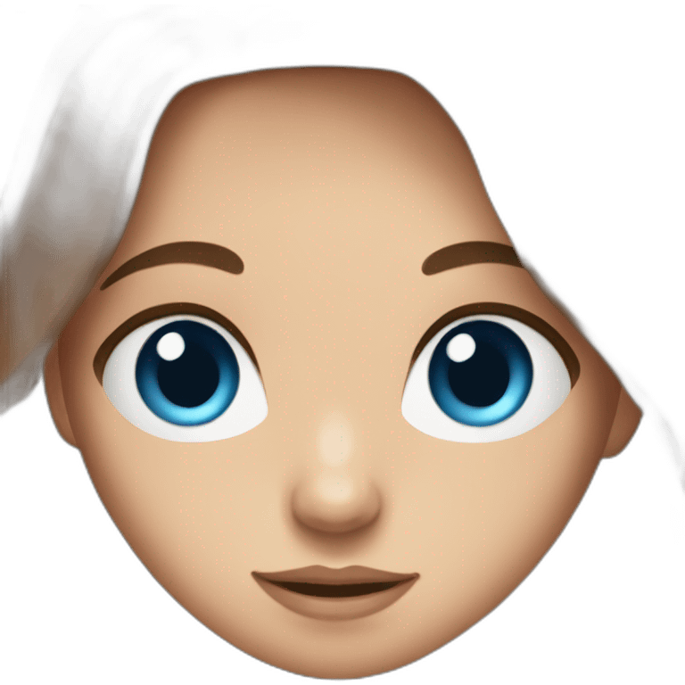 Girl with blue eyes and long brown hair emoji