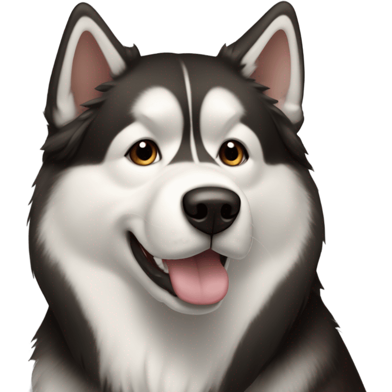 alaskan malamute dog, black, brown and white emoji