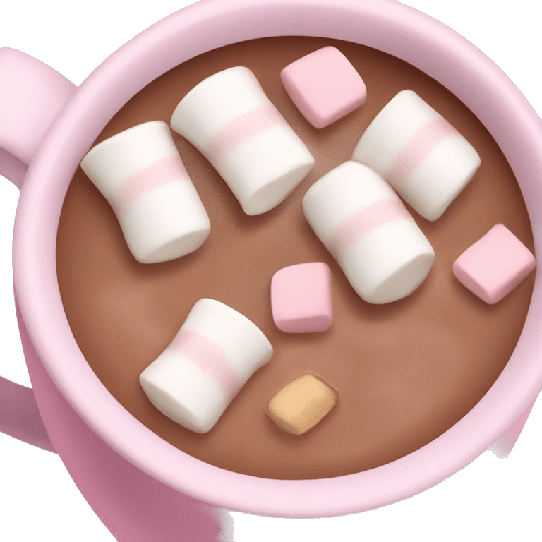 Light Pink mug of hot chocolate with marshmallows  emoji