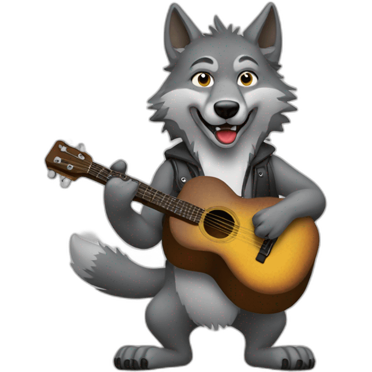 wolf playing guitar emoji