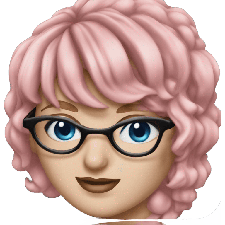 Hyper Realistic Taylor Swift blue eyes and glasses with pink hair  emoji