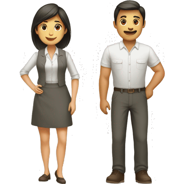 woman and men doing a trade emoji