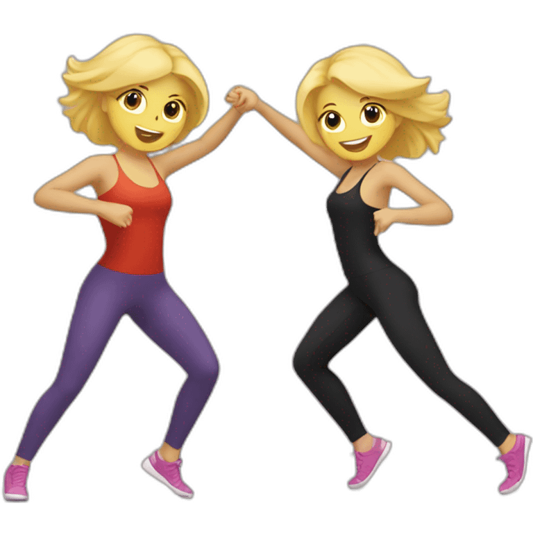 Two blond girls dancing salsa in leggings emoji