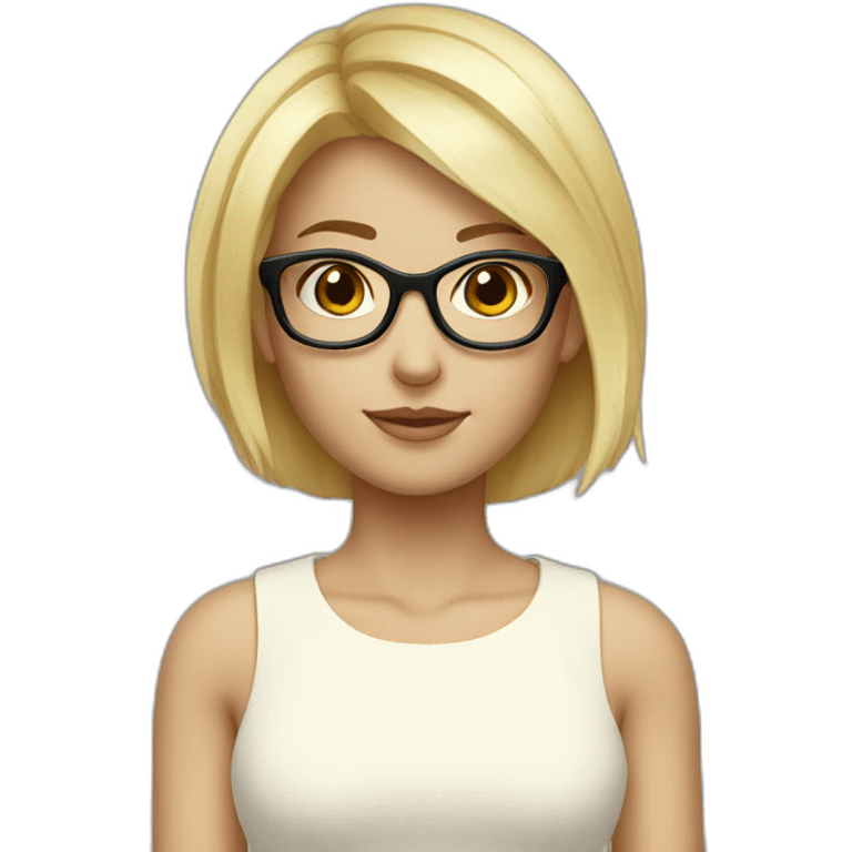 a blond girl short hair white beatiful glasses emoji