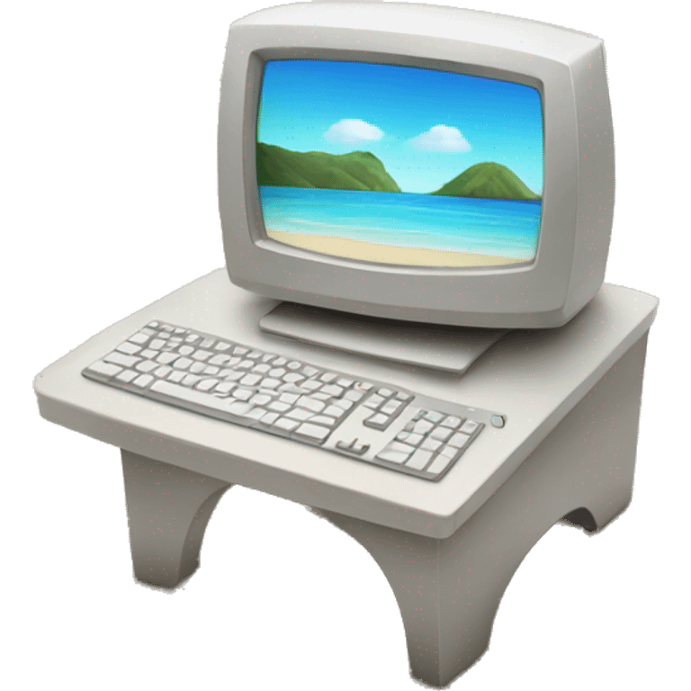 Computer on the beach emoji