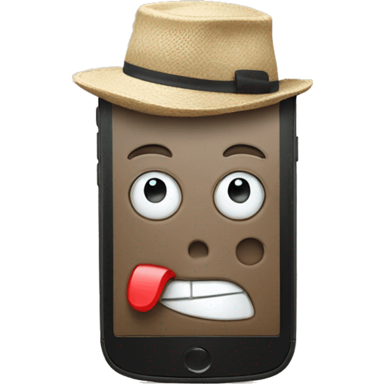 Phone wearing a hat emoji