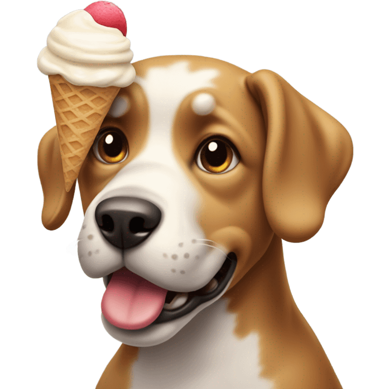 dog with ice cream spilled on head emoji