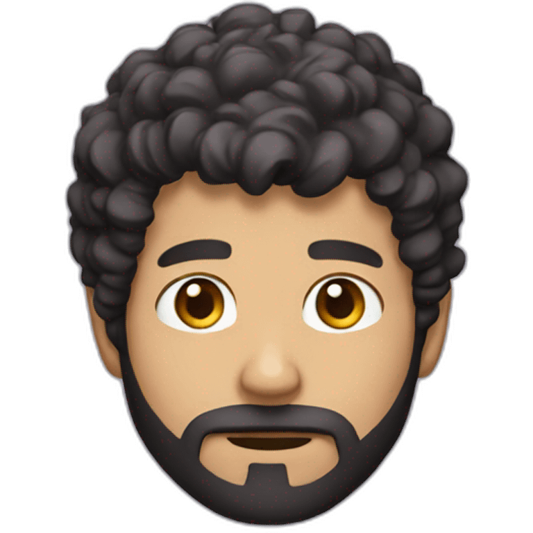 A guy with dark brown beard short curly hair headphone emoji