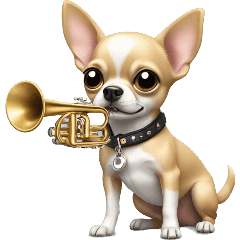 chihuahua qui joue de la trompette emoji