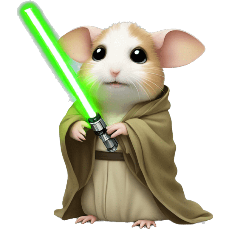 hamster as yoda with lightsaber emoji